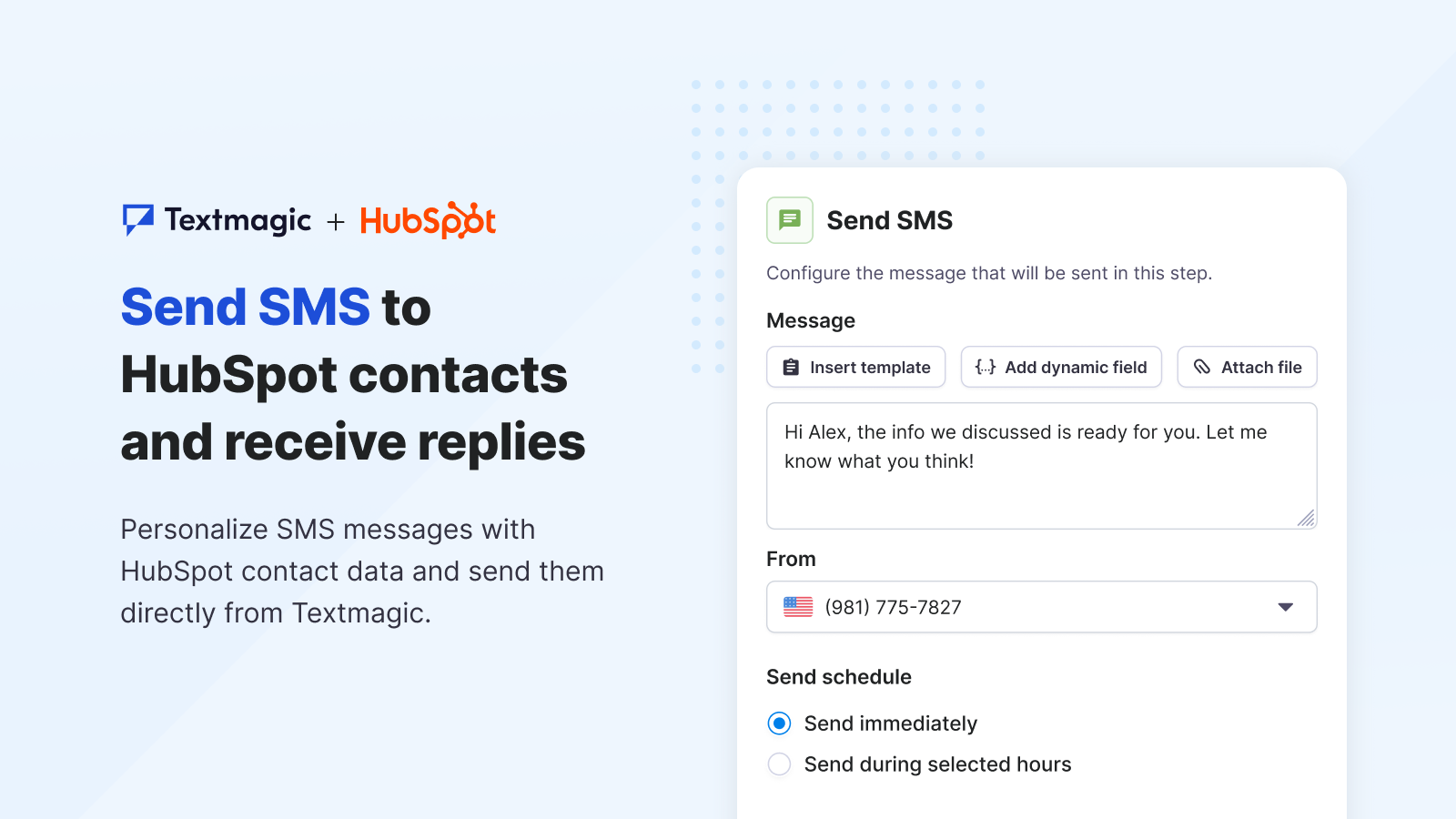 Send SMS to Hubspot contacts
